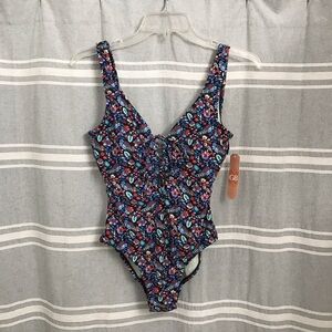 GIANNI BINI / Floral Print One Piece Bathing Suit Size S NWT